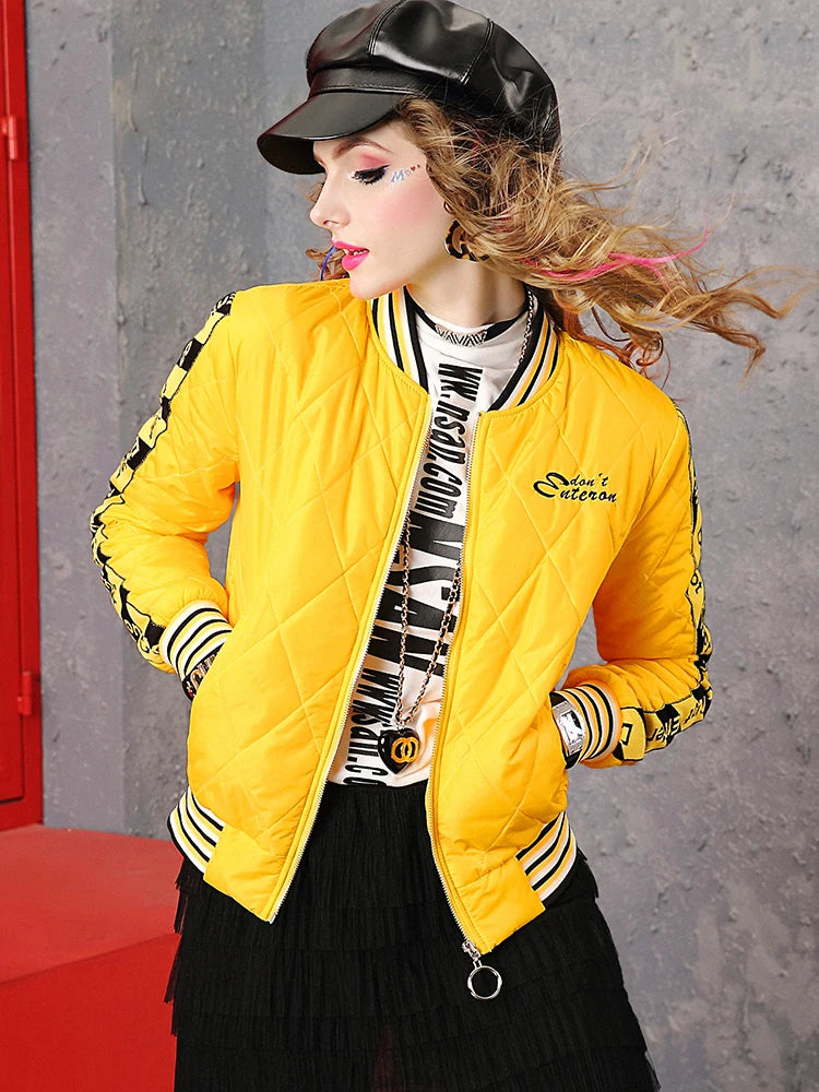 Yellow Winter coat for women short jackets for women Women's Long Sleeve coat Woman clothing Women's top