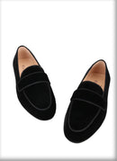 Customized Black Velvet Slip-On Shoes for Men, Fashion Party and Wedding Slippers with Leather Insole