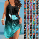 Gradient Print Dresses For Women Summer Sleeveless Neck Boho Beach dress
