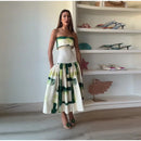 Women's Strapless Open Back Patchwork Long Dress