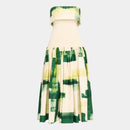 Women's Strapless Open Back Patchwork Long Dress
