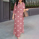 Polka Dot Plus Size Summer Sundress  Neck 3/4 Sleeve Baggy