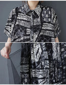 Stripe Print Mid Length Buttoned Midi Dress