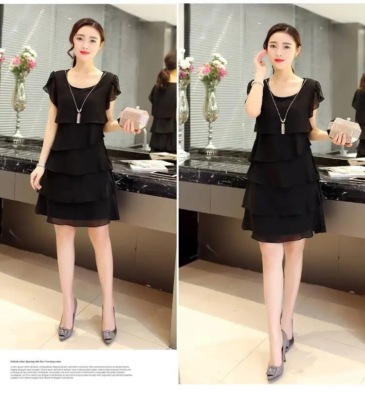 Women Ruffle Short Sleeve Dress