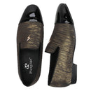 Piergitar 2023 New Three Colors Striped Silk Men's Loafers With Front Patent Leather Handmade Moccasins For Party And Banquet