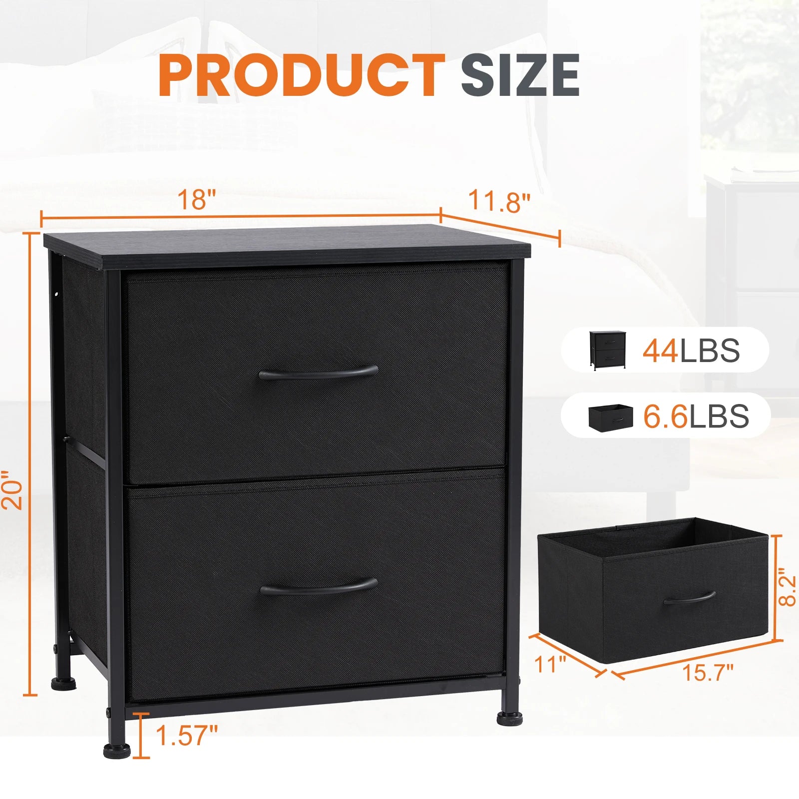 New Fabric Drawers Bedside Sofa Table