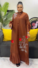 Women Lapel Flower Dress