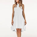 Women's Sleeveless Chiffon High-Waist Layered Halter Dress