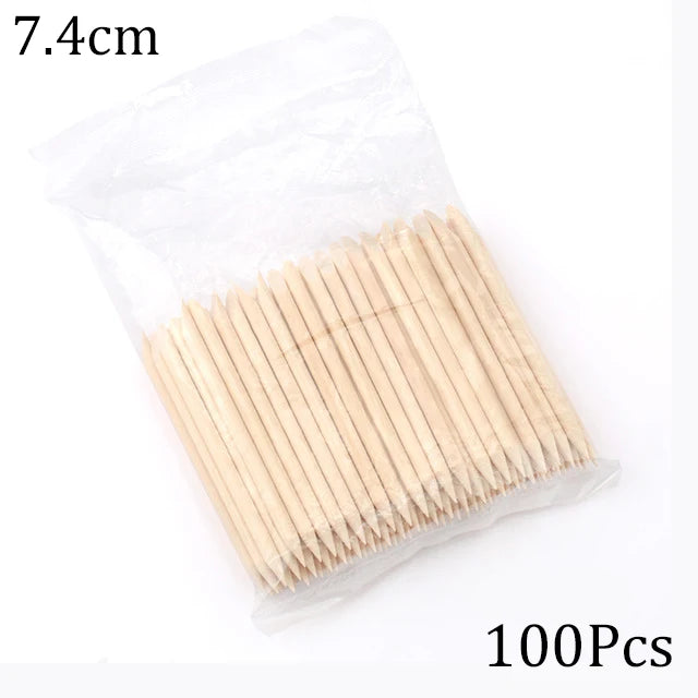 100/50Pcs Orange Wood Nail Sticks
