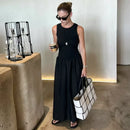 Khaki Elegant Long dresses 2025 Women's spring Sleeveless black dresses