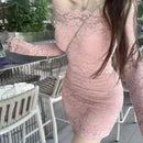 Mini Dress for Women Spring Waist-fitted Long Sleeve Dress.