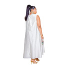 Women Sleeveless Loose 3D Flower O-neck Dress 2025 Summer Bodycon African Street Midi Maxi