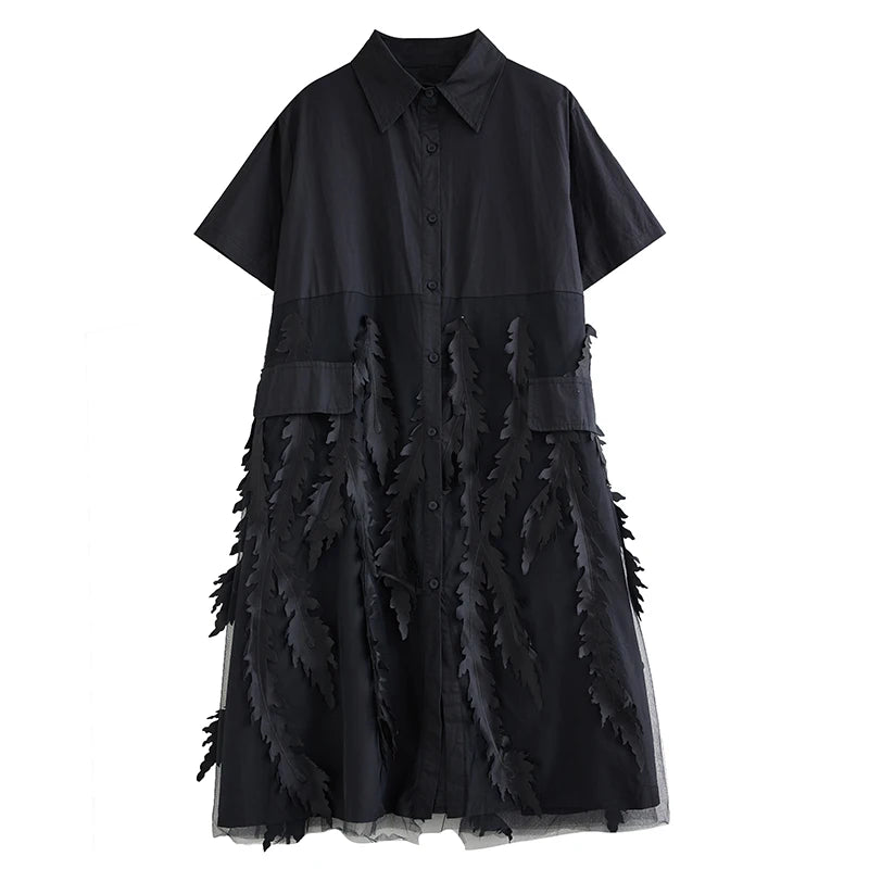 Stripe Print Mid Length Buttoned Midi Dress