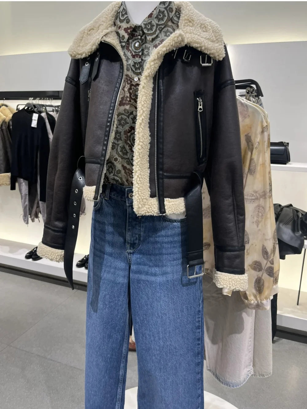 2024 Winter warm sheepskin overcoat jacket