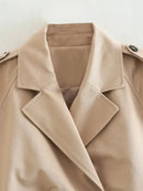 Women Fashion Belt Cropped Trench Spring Jacket