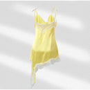 Sexy Sling Dress Women V Neck Hollow Out Backless Patchwork Lace