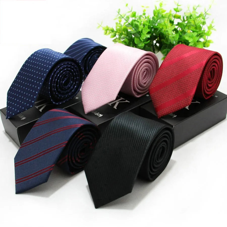 New 7CM Mens Ties Striped Necktie Formal Classic Business Neck Ties Jacquard Woven Necktie For Men Groom Wedding Party Neckwear