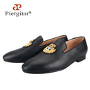 Piergitar Summer New Arrival Cow Leather Men Loafers With Luxurious Royal Style Gold Embroidery For Party Handmade Slip-On Shoes