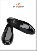 Piergitar Classic Style Black Patent Leather Slip-On Loafers For Party And Wedding Handmade Men's Dress Shoes Luxury Red Bottom