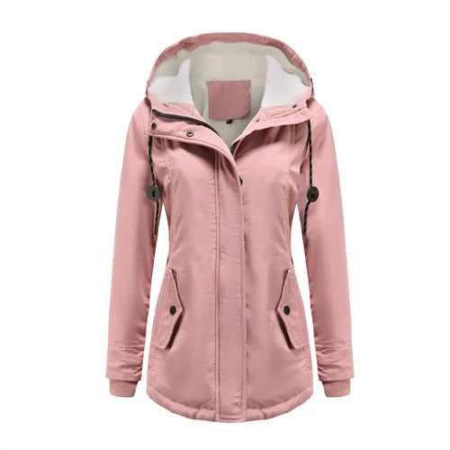 Women's Warm Hooded Parkas, Thick Plush Coats, Female Mid-Long Cotton Jacket, Winter Outwear, Big Size, S-5XL