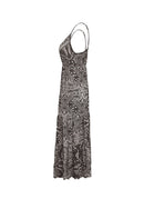 Bohemian Style Women's Clothing Long Dress New  Suspender Long Dress High Waist V-neck Printed Floral Dress Women's Clothing