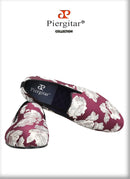 Piergitar 2022 New Arrival Purple Jacquard Fabric With White Fowers Handmade Men Loafers Party And Prom Male Flats Plus Size