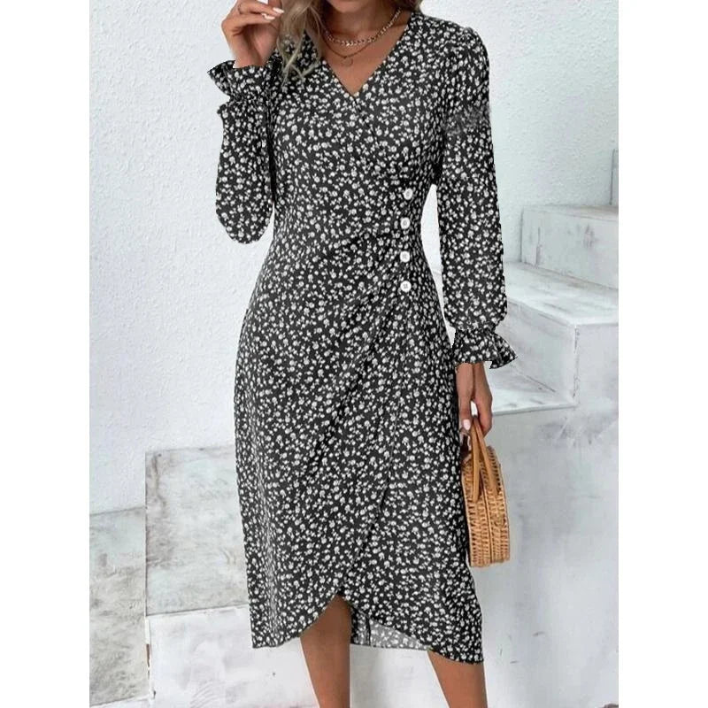 Women's V-Neck Floral Midi Dress