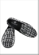 Luxury Brand Black and White Knitted cotton Men's penny Loafers British Classic Slip On Smoking Slippers