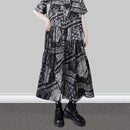 Stripe Print Mid Length Buttoned Midi Dress