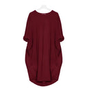 Women Casual Loose Dress with Pocket Fashion Ladies Solid Dress Women's O Neck Long Tops T Shirt Dress Streetwear Plus Size