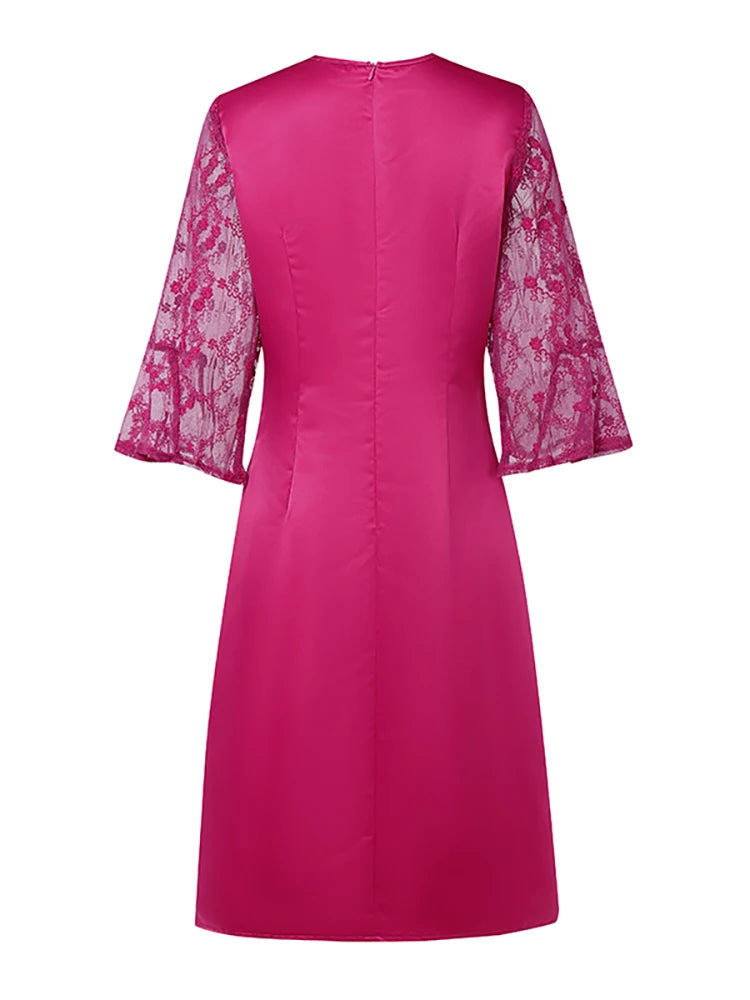 Lace V-Neck Satin Dress