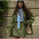 Solid Color Lapel Suit Woman Loose Long Sleeves Double Breasted Jackets Casual Versatile Chic Women's Spring Summer New Coats