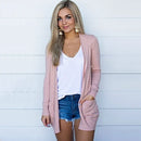 New Women Fashion Solid Long Sleeve Solid Casual Autumn Winter Medium Long Pocket Cardigan S-5Xl Multicolor Large