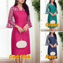 Lace V-Neck Satin Dress