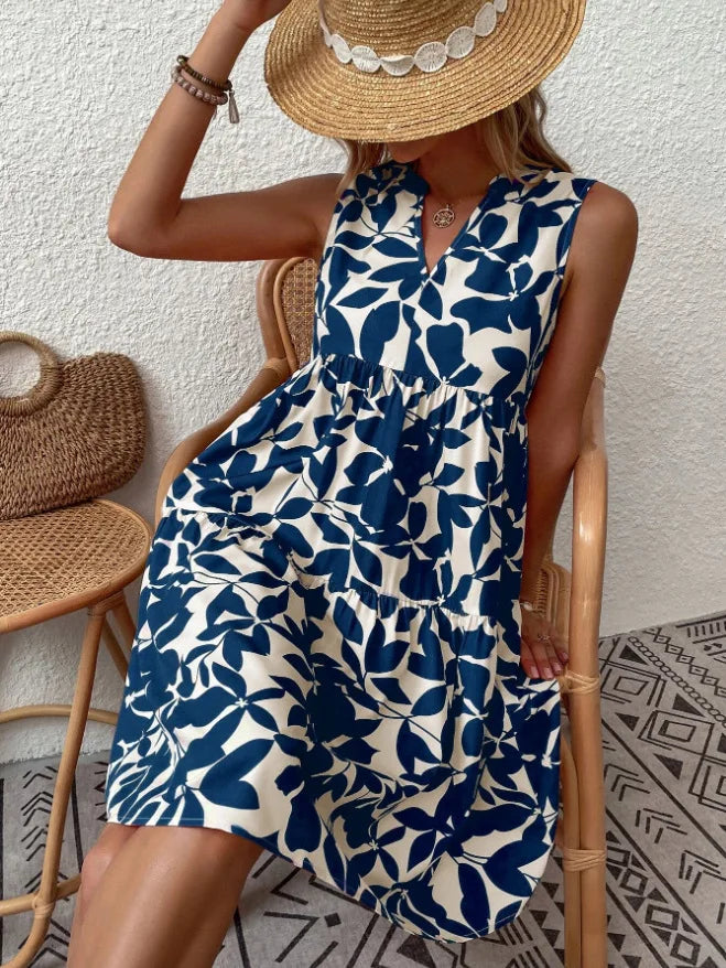 Women's Sleeveless Floral Print Dress