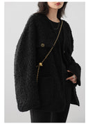 CHIC VEN Women's Woolen Coat Heavy Industry Down Jacket Vintage V-Neck Woman Down Coat Female Tops Autumn Winter 2024