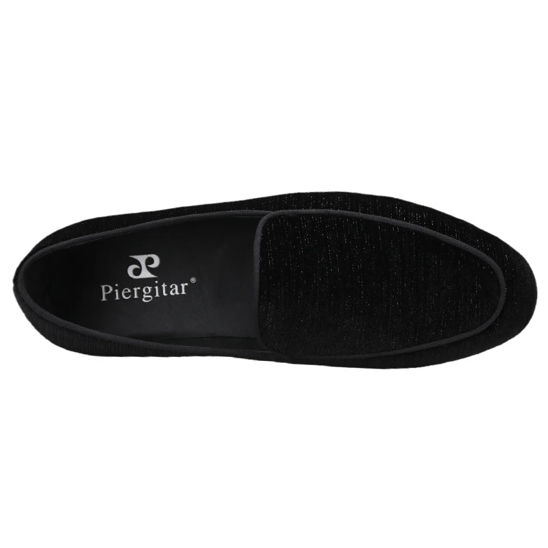 Piergitar 2022 Handmade Meteor Shower Design Velvet Men's Loafers British Style Classic Slip-On Men Smoking Slippers Plus Size