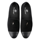 Piergitar 2022 New Summer Style Mulberry Silk Velvet Stitching Leather Slip-On Men's Loafers With Lightning Buckle For Wedding