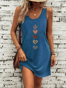 New Summer Women's Vest Skirt 3D Printed Gradient Color Butterfly Casual Fashion Vacation Beach Dress for Female