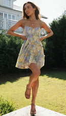 Spaghetti Strap Flower Chiffon Mini Dress