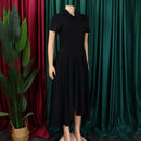 Women's Pleated Short Sleeves length Gown