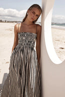 2025 Women's Summer Style Striped Rubber Elastic Sexy Big Swing Bag Suspender Dress Club Clothing Vestidos