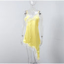 Sexy Sling Dress Women V Neck Hollow Out Backless Patchwork Lace