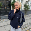 Stand Collar Women Winter Woolen Coats 2025 Spring Single Breasted Loose Female Long Sleeve Jacket Office Lady Street Short Coat