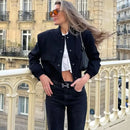 Autumn winter button baseball aviator cropped jackets