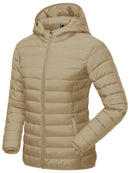 TACVASEN Winter Hooded Puffer Jacket Womens Quilted Warm Coats Casual Windbreaker Waterproof Padded Lightweight Outdoor Outwear