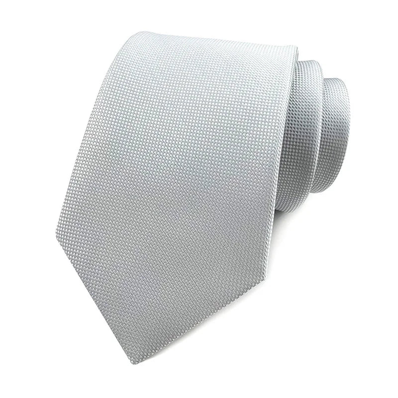 Fashion 8CM Mens Necktie Silver Light Grey Color Stripes Floral Plaid Ties For Man Groom Neck Tie For Business Wedding Party