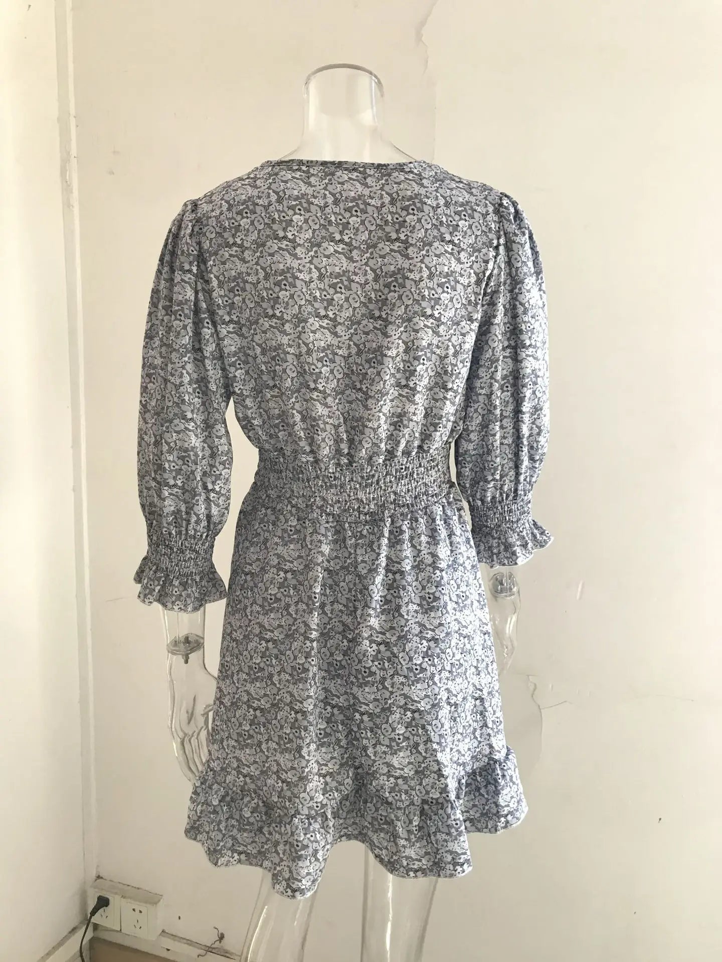 New Mid length Dress Waist Pullover Bohemian Printed Short Sleeve Fragmented Flower Dress