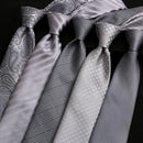 Fashion 8CM Mens Necktie Silver Light Grey Color Stripes Floral Plaid Ties For Man Groom Neck Tie For Business Wedding Party