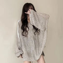 Women Thin Linen Jacket Fashion Ladies Outerwear White Sunscreen Clothing Retro  Loose Long Sleeve Female Knitted Cardigan 2025